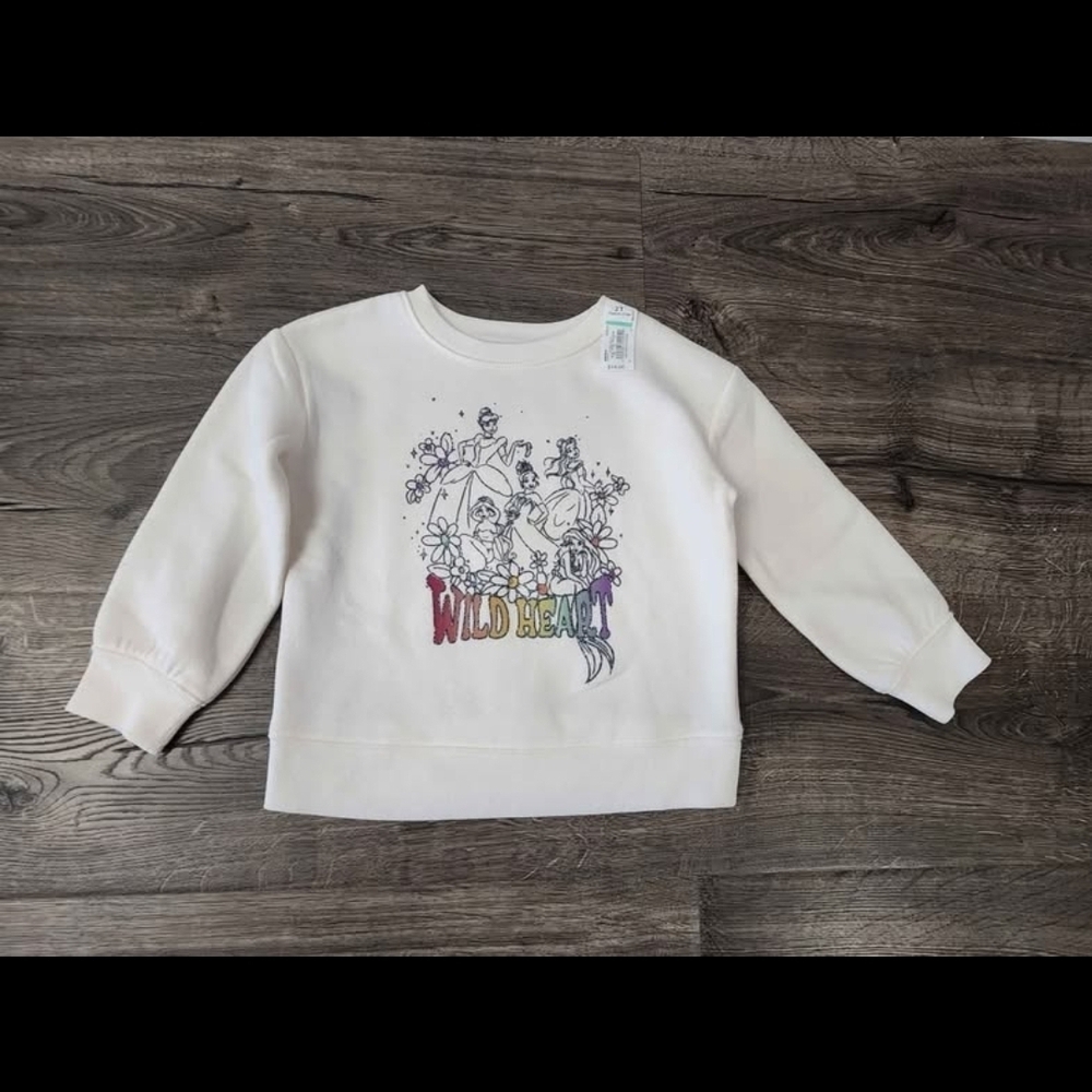Girls Princess Fleece Crewneck Top Size 2t NWT
